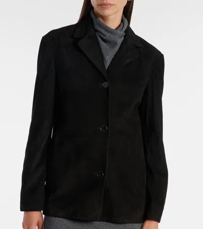 Nour Hammour Solid Suede Blazer In Black
