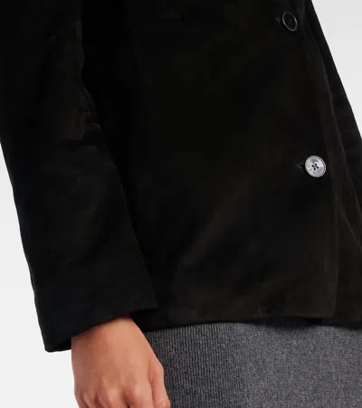 Nour Hammour Solid Suede Blazer In Black