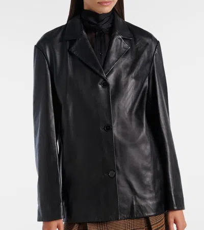 Nour Hammour Opus Leather Blazer In Black