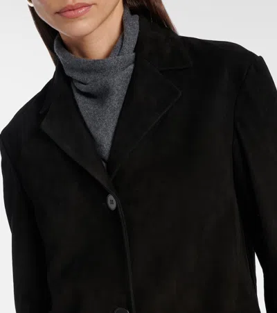 Nour Hammour Solid Suede Blazer In Black