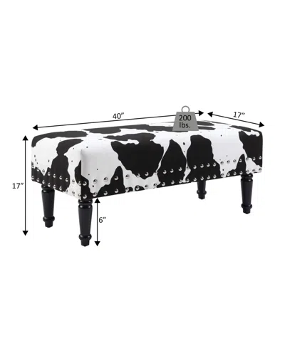 Convenience Concepts 40" Faux Cowhide Bench With Nailheads