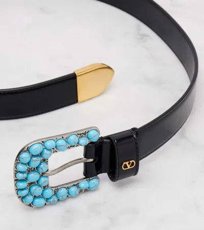 Valentino Garavani Vlogo Signature Brushed Calfskin Belt 30 Mm Woman Black 100