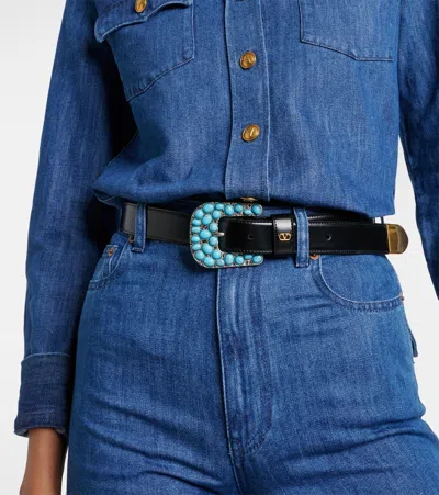 Valentino Garavani Vlogo Signature Brushed Calfskin Belt 30 Mm Woman Black 100