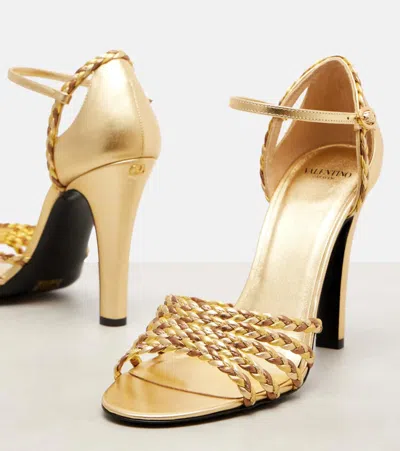 Valentino Garavani Hi Dolly Metallic Ankle Strap Sandal In Gold
