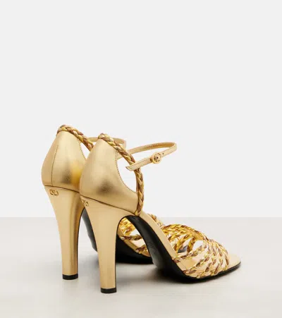 Valentino Garavani Hi Dolly Metallic Ankle Strap Sandal In Gold