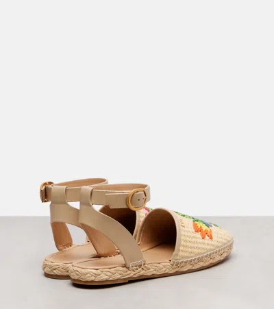 Valentino Bribri Embroidered Raffia Espadrilles