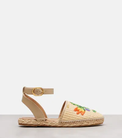 Valentino Bribri Embroidered Raffia Espadrilles