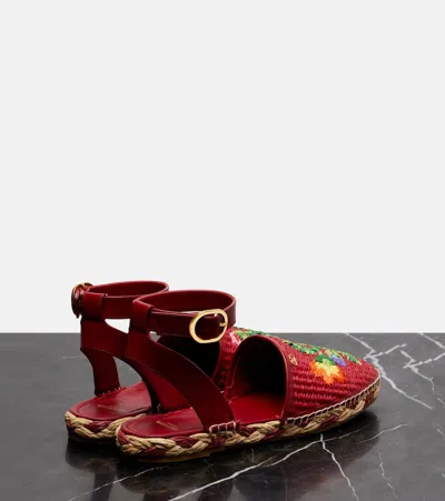 Valentino Bribri Embroidered Raffia Espadrilles