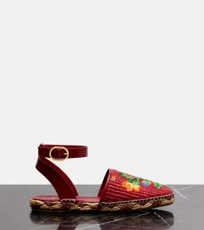 Valentino Bribri Embroidered Raffia Espadrilles
