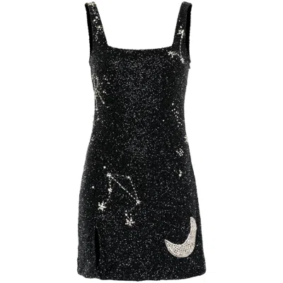 Staud Mini Dress With Constellation Pattern And Slit In Black