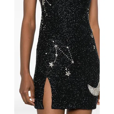 Staud Mini Dress With Constellation Pattern And Slit In Black