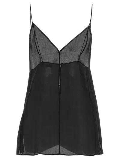 Khaite Black Silk Talsie Top In Black