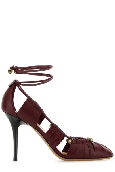 Chloé Burgundy Leather Luna Pumps