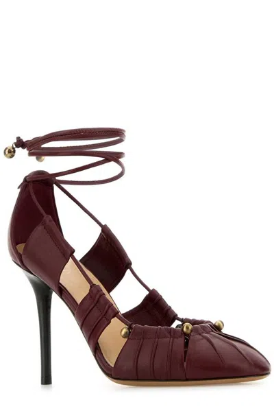 Chloé Burgundy Leather Luna Pumps