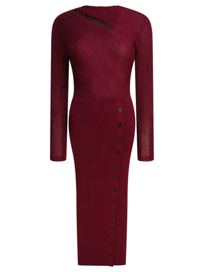 Self-portrait Midi Dress With Cut-out In Burgundy