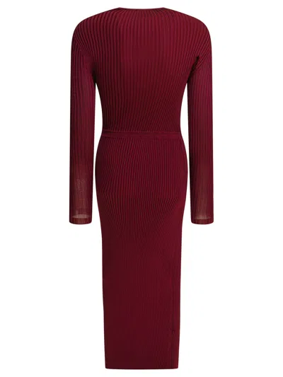 Self-portrait Midi Dress With Cut-out In Burgundy