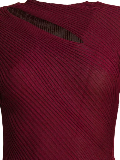 Self-portrait Midi Dress With Cut-out In Burgundy