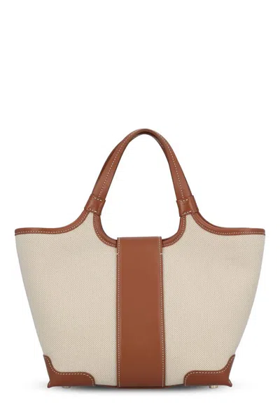 Roger Vivier Mini Viv Choc Canvas Shopping Bag In Brown