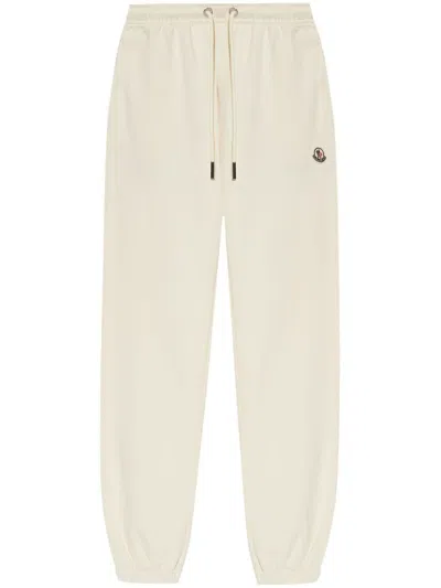 Moncler Light Beige Cotton Sport Trousers With Logo