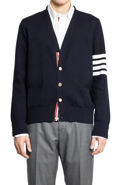 Thom Browne Cardigan Classico In Lana Con Scollo A V In Blue