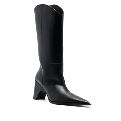 Coperni Leather Boots With Iconic Logo In Black
