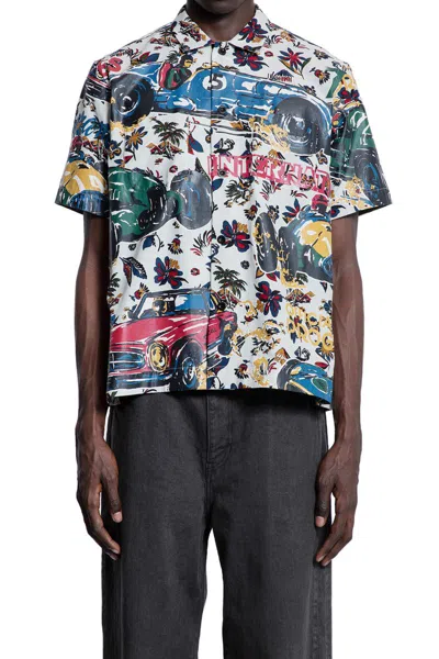 Sacai Car Race Tropical Print Bowling Shirt In Multi