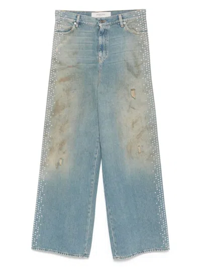 Golden Goose Embellished Wide-leg Jeans In Blue