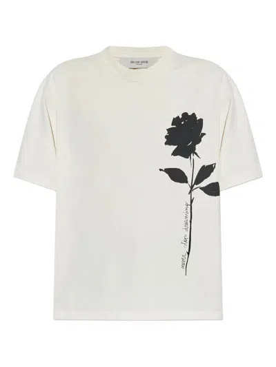 Golden Goose Deluxe Brand Rose Printed Crewneck T-shirt In White