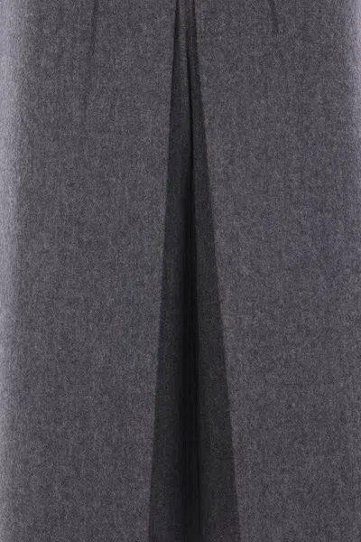 Prada Pleated Midi Skirt In Gray