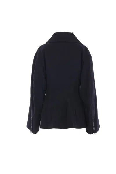 Yohji Yamamoto Double-breasted Buttoned Jacket In Blue