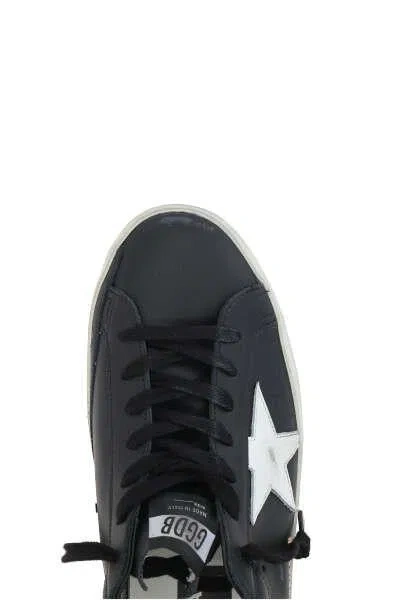 Golden Goose 'super-star' Black Low Top Sneakers With Logo Patch And Suede Details In Leather Man In Black
