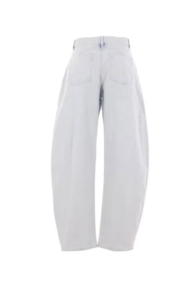 Alaïa Womens High-rise Wide-leg Denim-blend Jeans Bleu Givre In Blue
