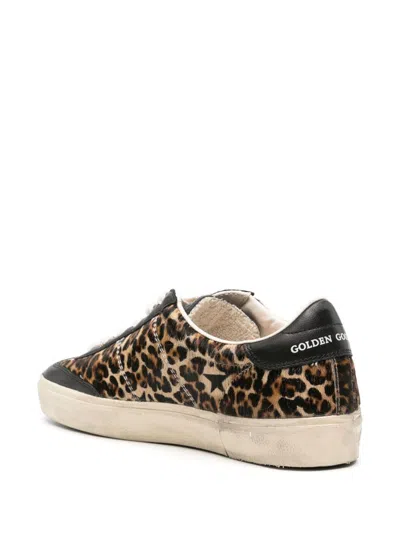 Golden Goose Soul Star Sneakers In Leopard-print Pony Skin With Black Nappa Leather Heel Tab And Inserts