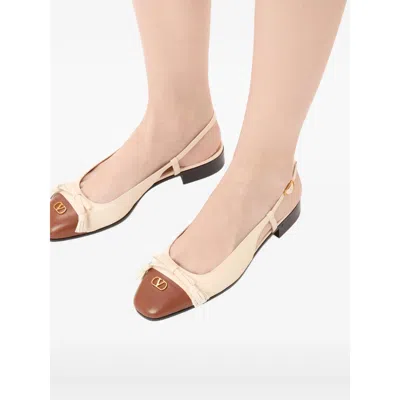 Valentino Garavani 'valet Du Roi' White Ballet Flats With Vlogo Plaque On The Front And Adjustable L
