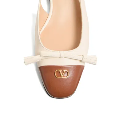 Valentino Garavani 'valet Du Roi' White Ballet Flats With Vlogo Plaque On The Front And Adjustable L