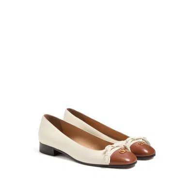 Valentino Garavani Valet Du Roi Kidskin Ballerina 25mm Woman Butter/tobacco 42 In Neutral