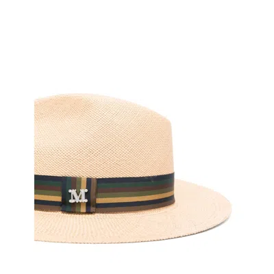 Max Mara Striped-band Fedora Hat In Neutral