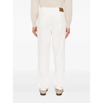 Brunello Cucinelli Cotton Trousers With Belt Loops And Rolled Cuffs