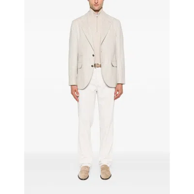 Brunello Cucinelli Cotton Trousers With Belt Loops And Rolled Cuffs