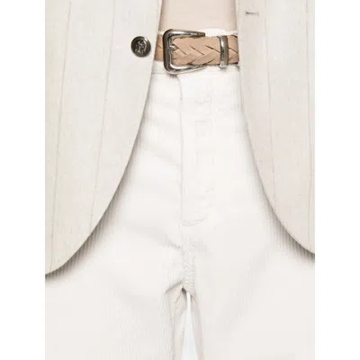 Brunello Cucinelli Cotton Trousers With Belt Loops And Rolled Cuffs