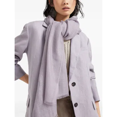 Brunello Cucinelli Cashmere-silk-blend Scarf In Neutral