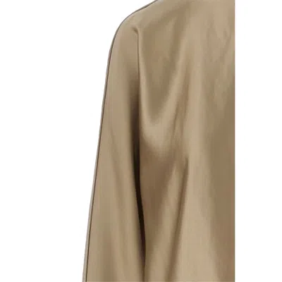 Giorgio Armani Golden Shiny Effect Silk Top In White