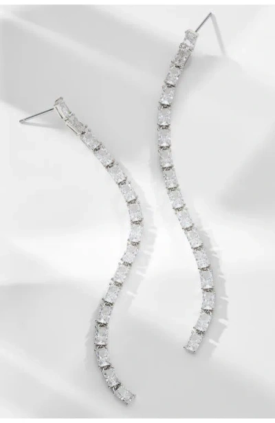 Nadri A La Carte Long Linear Drop Earrings In Rhodium Plated Or 18k Gold Plated