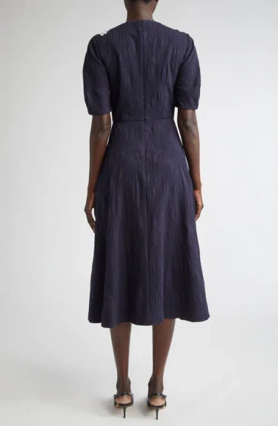 Erdem Floral Jacquard Short Sleeve Midi Dress In Purple
