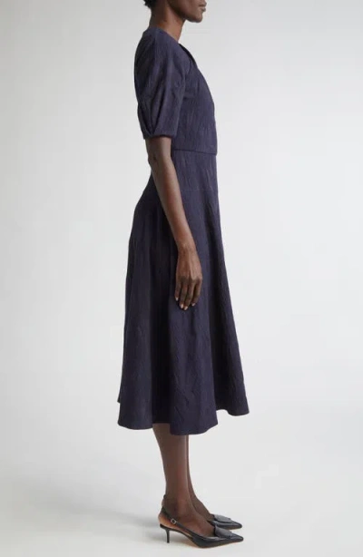 Erdem Floral Jacquard Short Sleeve Midi Dress In Purple