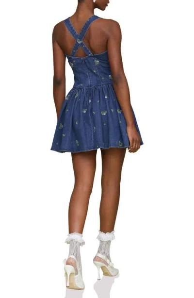 Avec Les Filles Embroidered Denim Romper