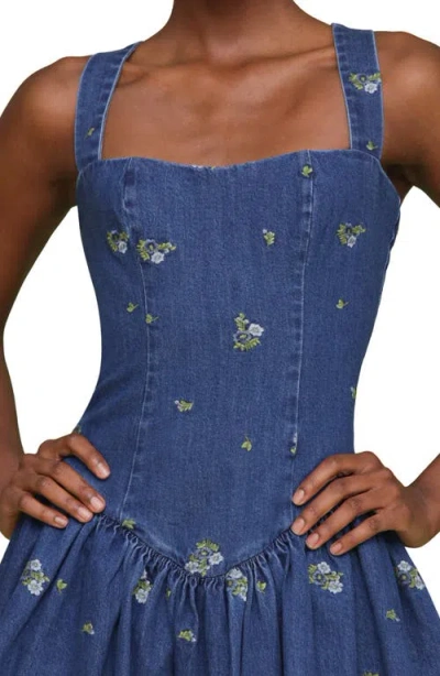 Avec Les Filles Embroidered Denim Romper