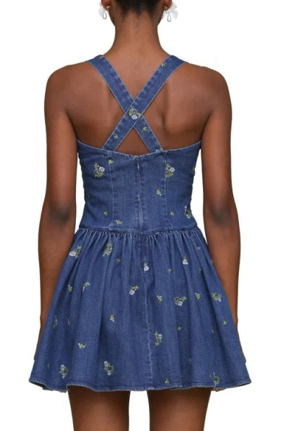 Avec Les Filles Embroidered Denim Romper