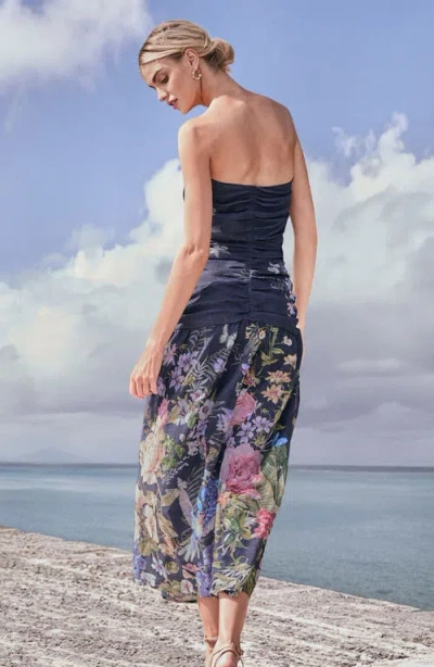Lipsy Ruched Bandeau Maxi Dress In Blue