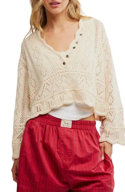Free People Charlotte Cotton Blend Crop Pointelle Sweater